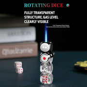 🎲 360° Spinning Dice Lighter 🔥 Windproof Jet Blue Flame, LED, Refillable EDC Gadget