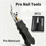 Black Anti Slip Grip Gear Lock Nail Clipper Set with Ultra Sharp Tips for