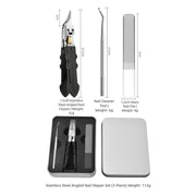 Black Anti-Slip Grip Gear Lock Nail Clipper Set with Ultra-Sharp Tips for Precise Access to Nail Grooves