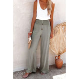 Linen Blend High Rise Smocked Pants Style 9