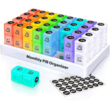 Monthly AM/PM Pill Organizer - Twice-a-Day Medicine&Vitamin Storage Style 10