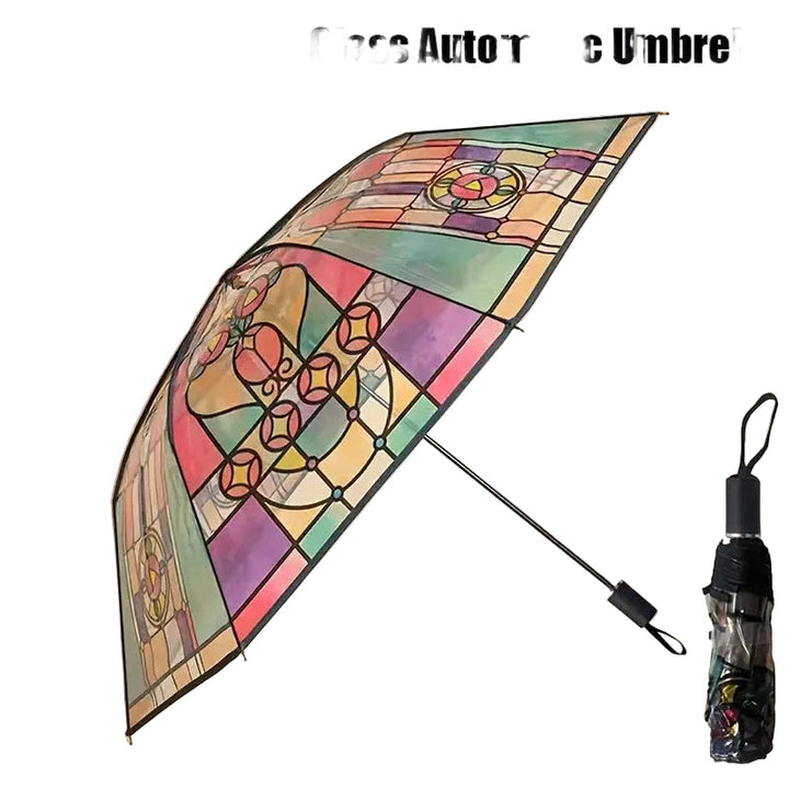 🔥Vintage Stained Glass Automatic Umbrella